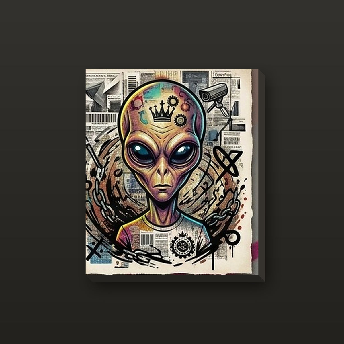 Outsider stretched canvas wall art by Chaos City Canvas