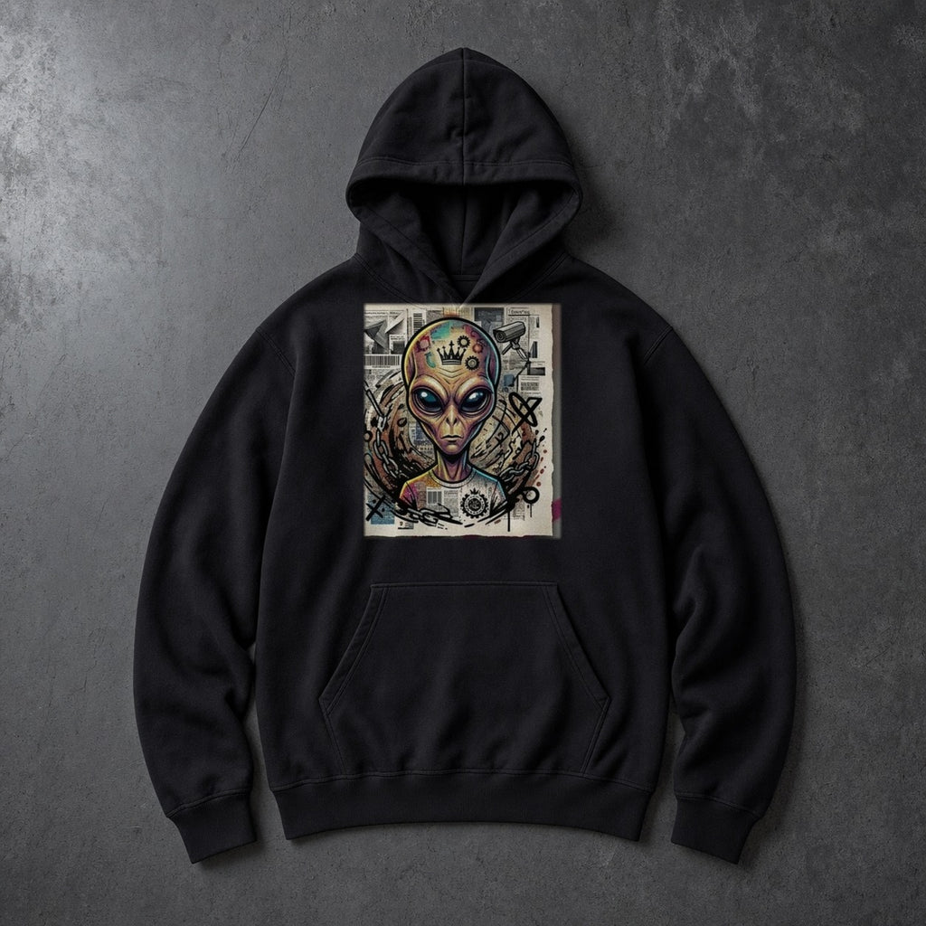 Outsider black fleece hoodie by Chaos City Canvas