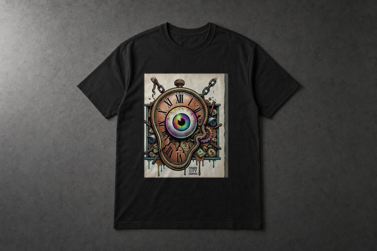 Borrowed Time heavyweight black tee by Chaos City Canvas