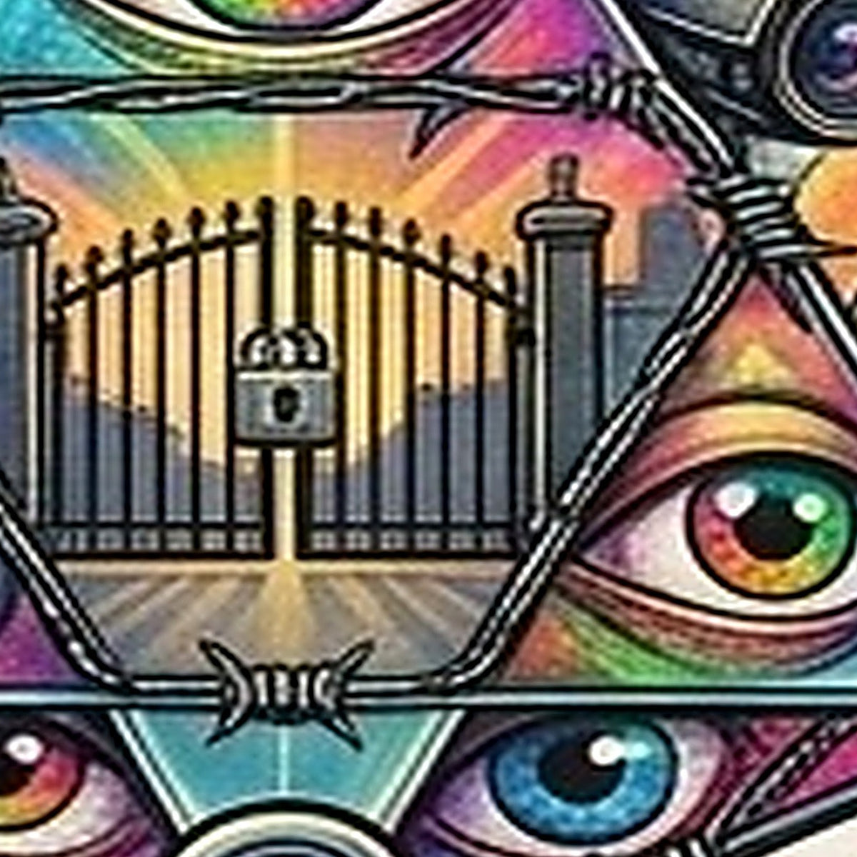 Close detail of the Sealed Gate print showing ink texture
