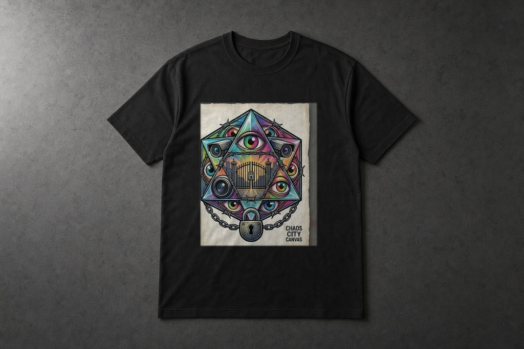 Sealed Gate heavyweight black tee by Chaos City Canvas