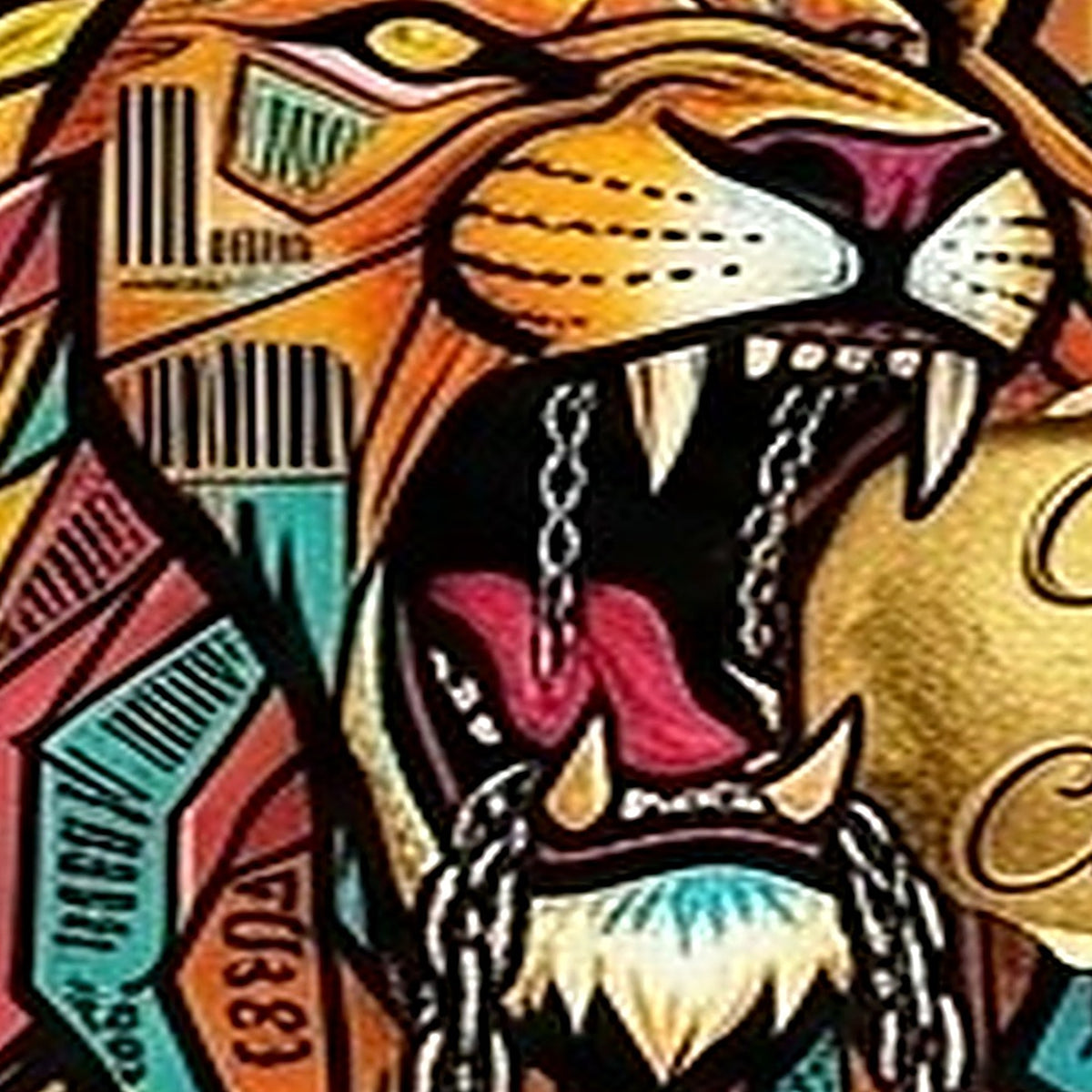 Close detail of the King of the Block artwork