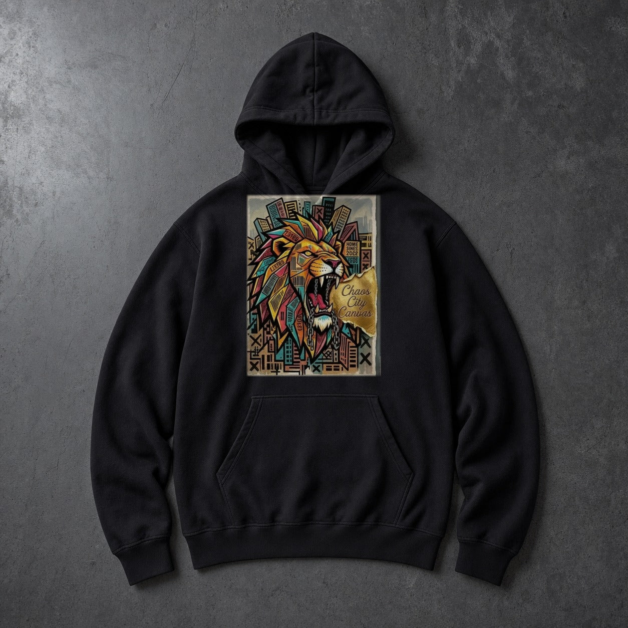 King of the Block black fleece hoodie by Chaos City Canvas