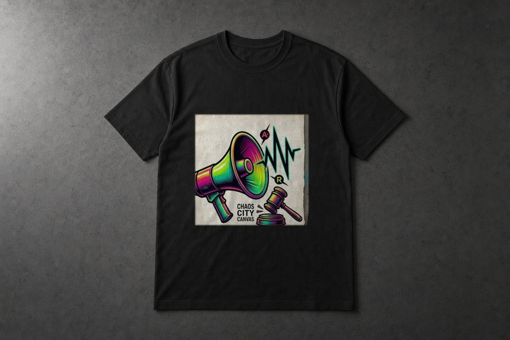 Objection heavyweight black tee by Chaos City Canvas