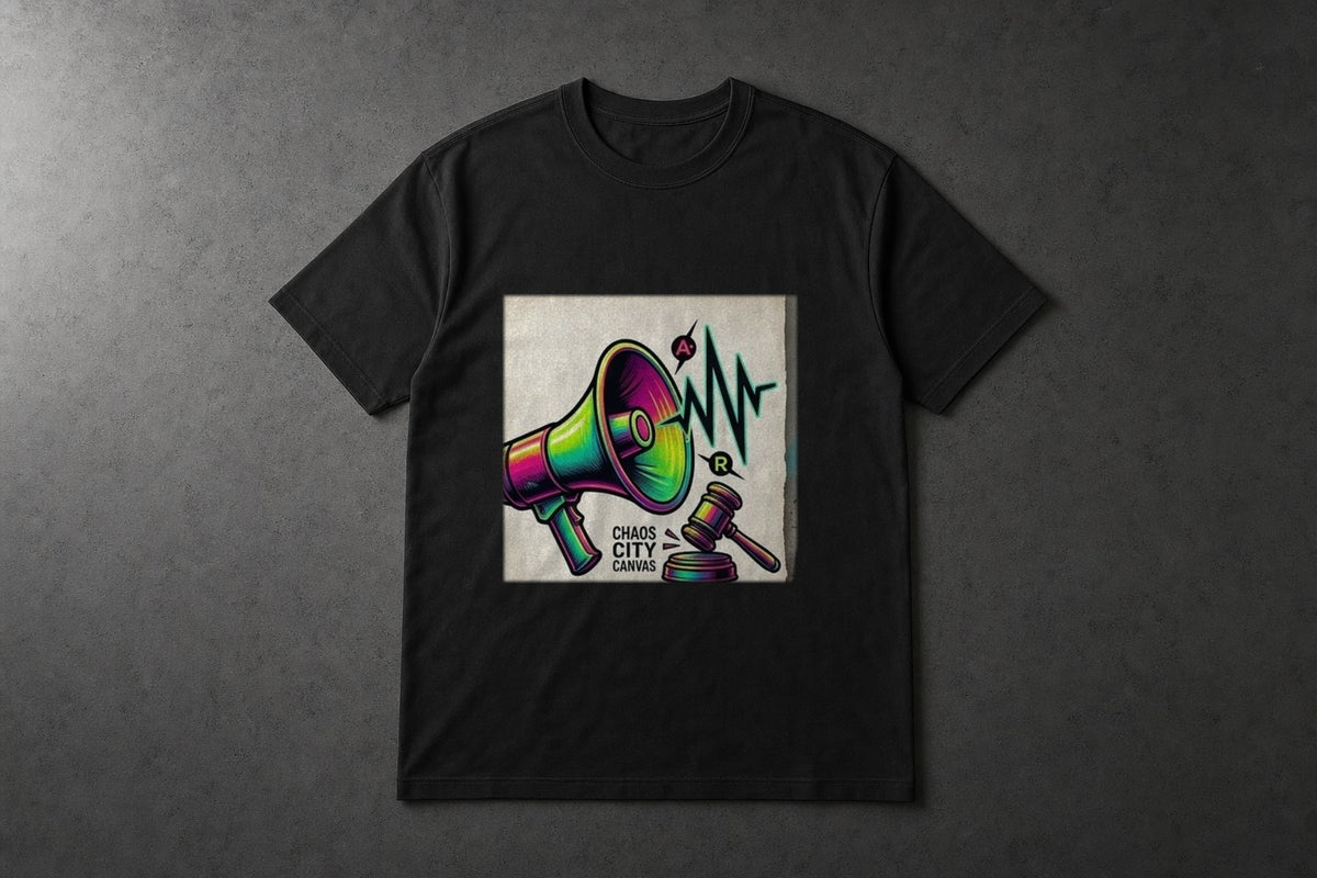 Objection heavyweight black tee by Chaos City Canvas