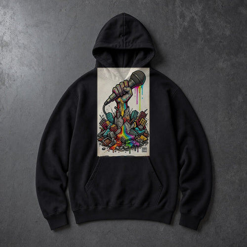 Amplify black fleece hoodie by Chaos City Canvas