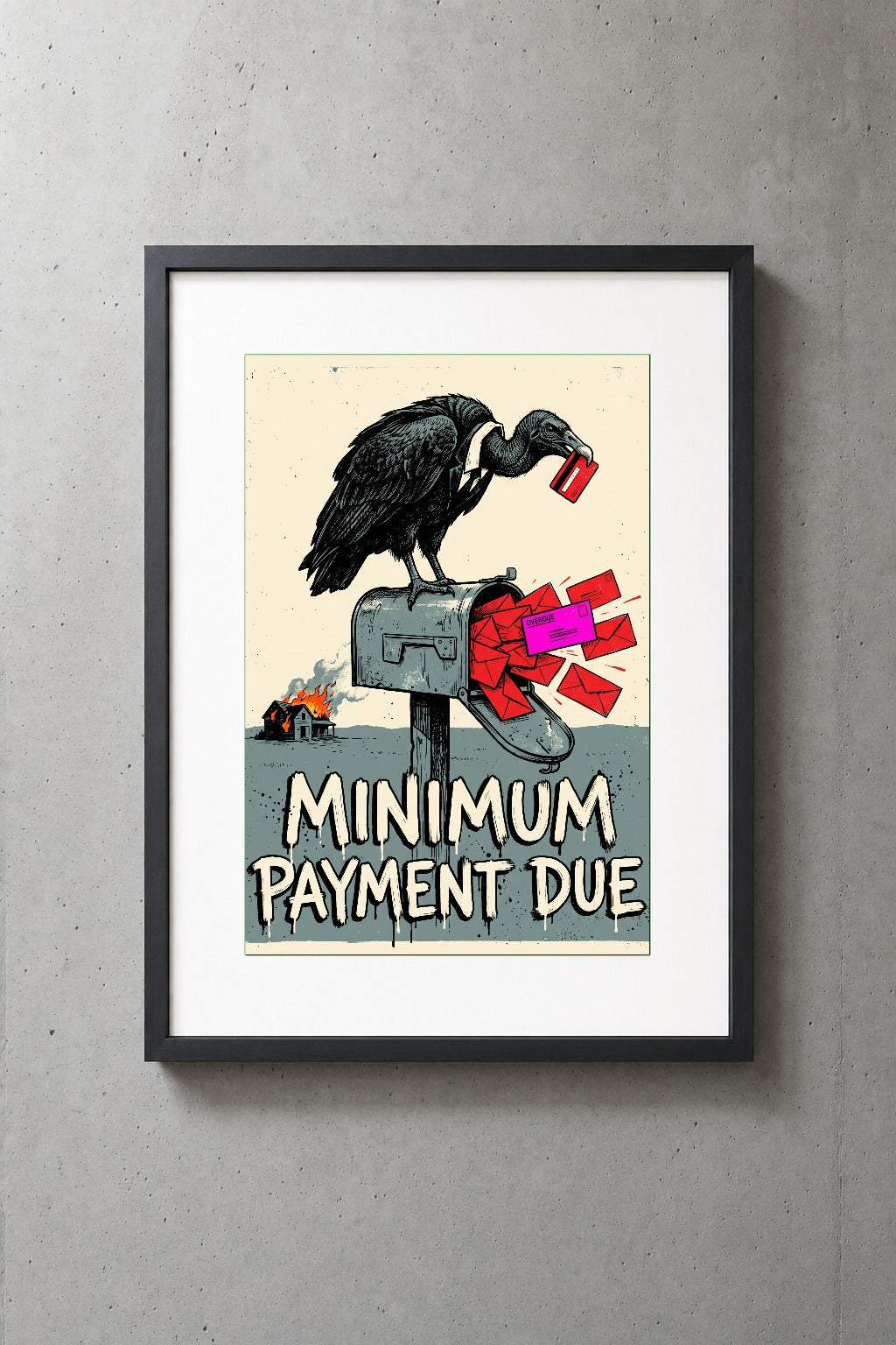 Minimum Payment Due archival giclée art print by Chaos City Canvas