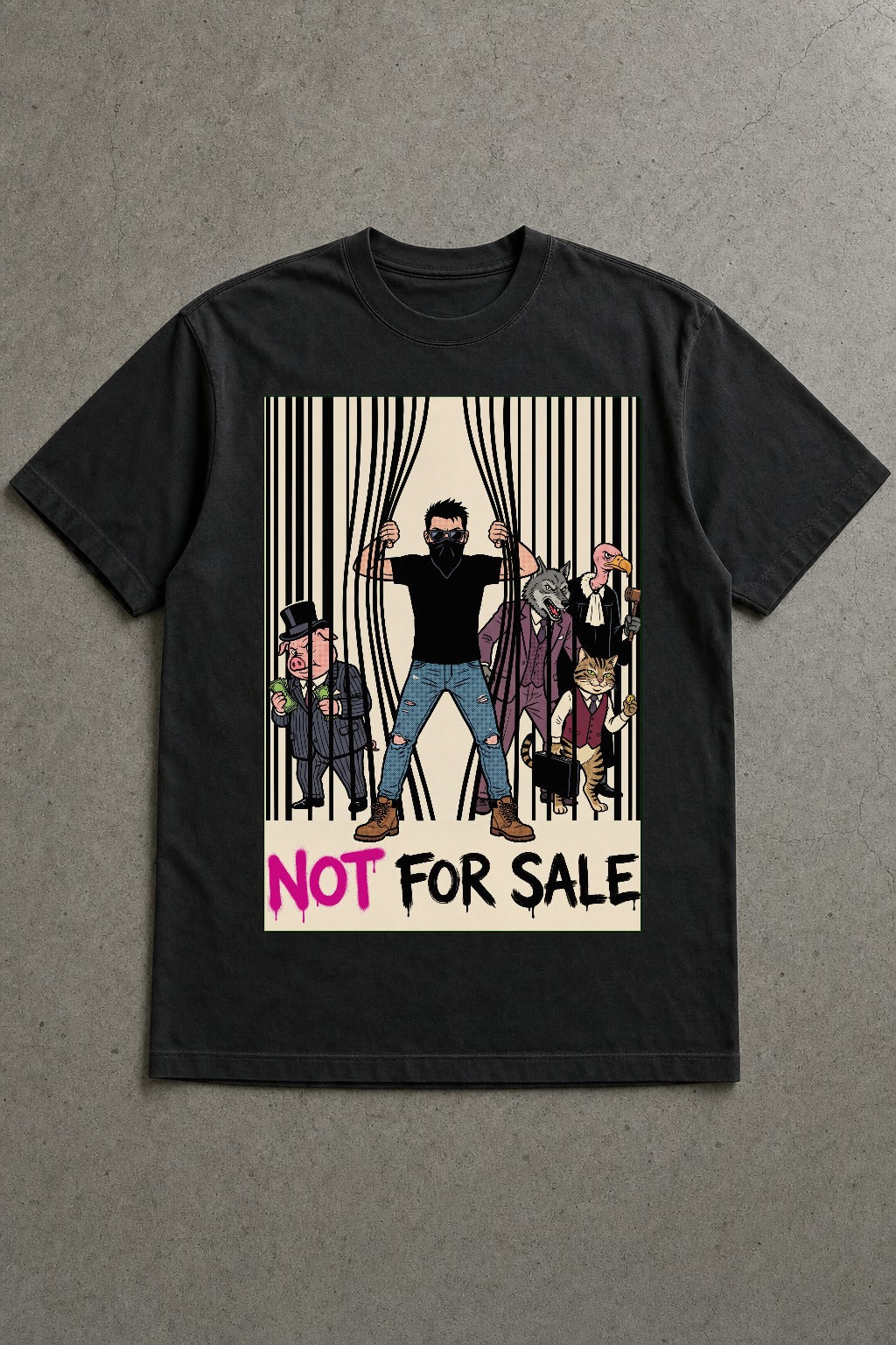 Not For Sale heavyweight black tee by Chaos City Canvas